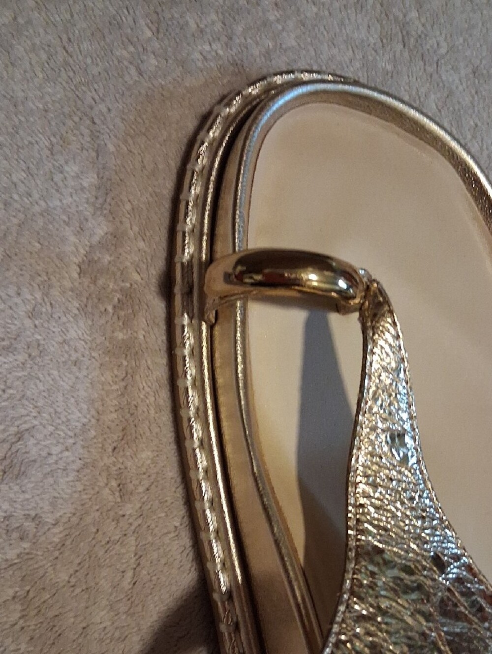Dolce Vita Metallic Gold Thong Sandals with Ankle Strap - Picture 9 of 9